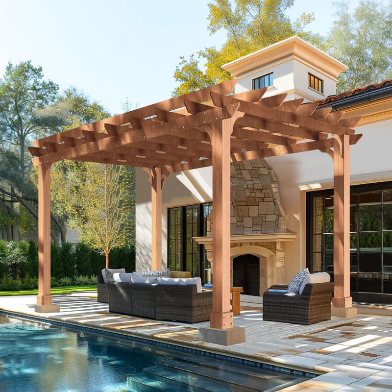 10' x 10' Outdoor Retractable Pergola with Sun Shade Canopy